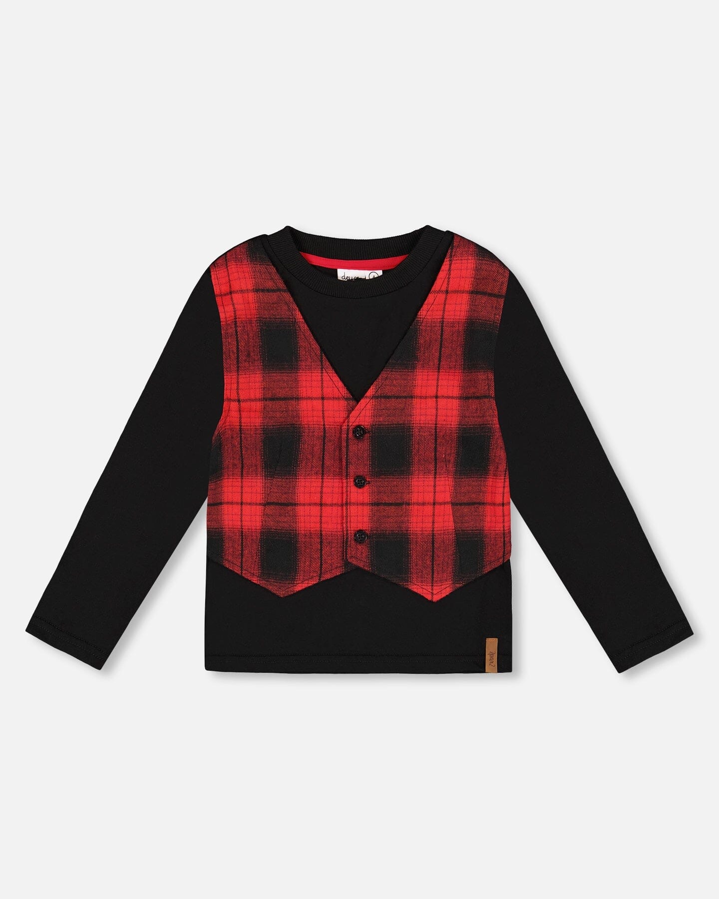 T-Shirt With Plaid Vest Red And Black - Image 16