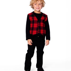 Alternative view of T-Shirt With Plaid Vest Red And Black