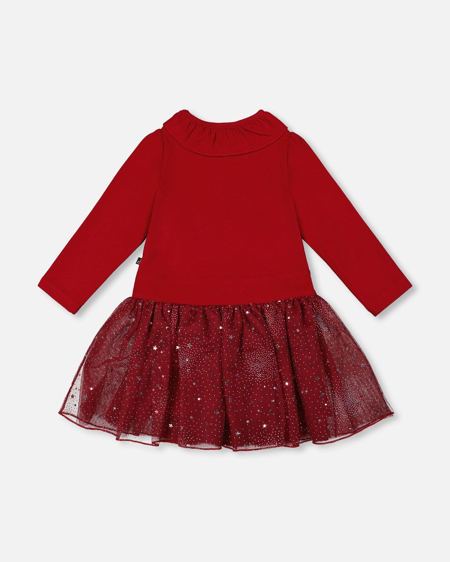 Bi-Material Dress With Glittering Skirt Red - Image 3