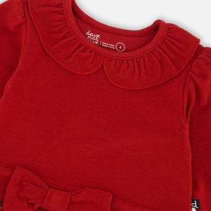Bi-Material Dress With Glittering Skirt Red - Image 4