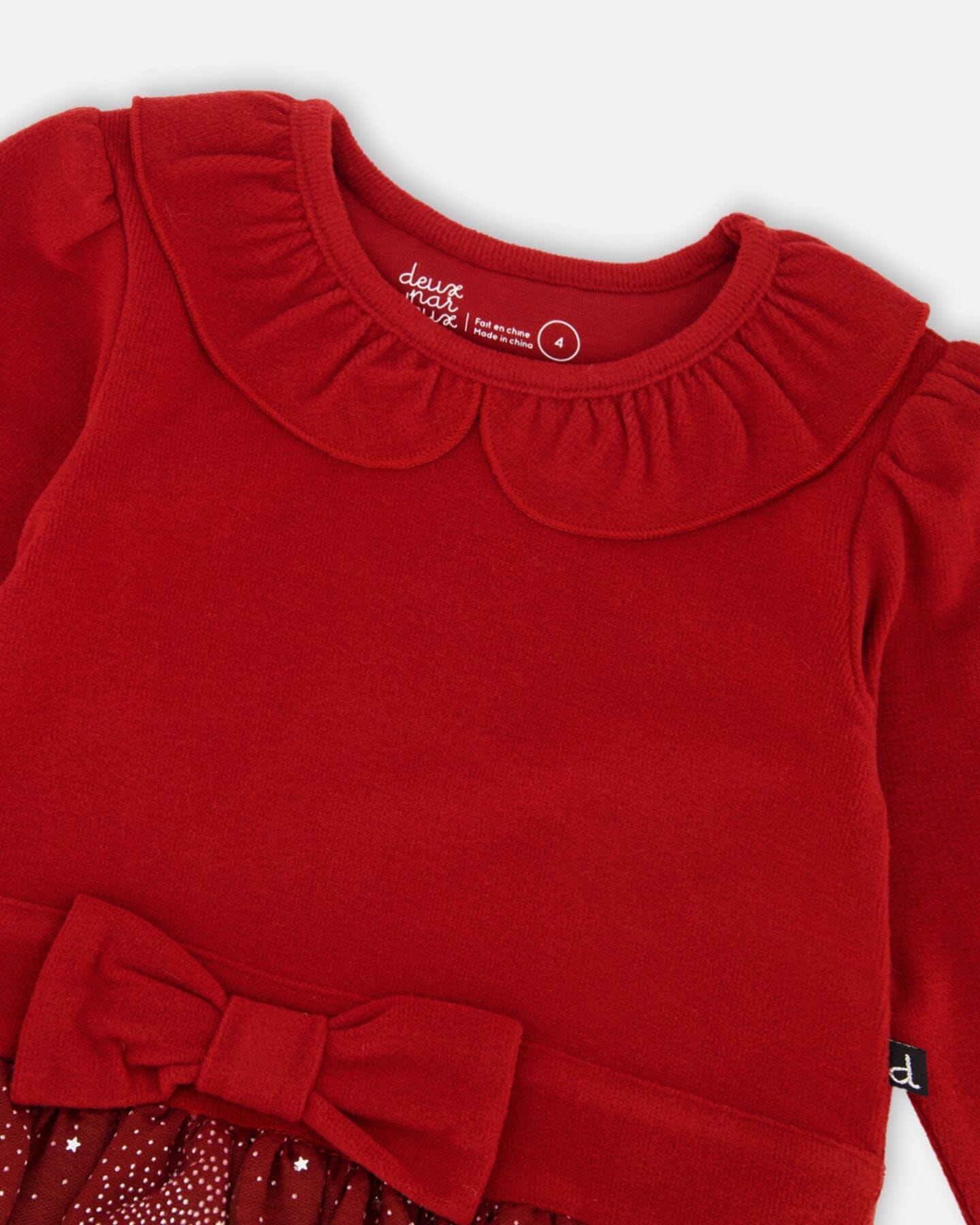 Bi-Material Dress With Glittering Skirt Red - Image 4