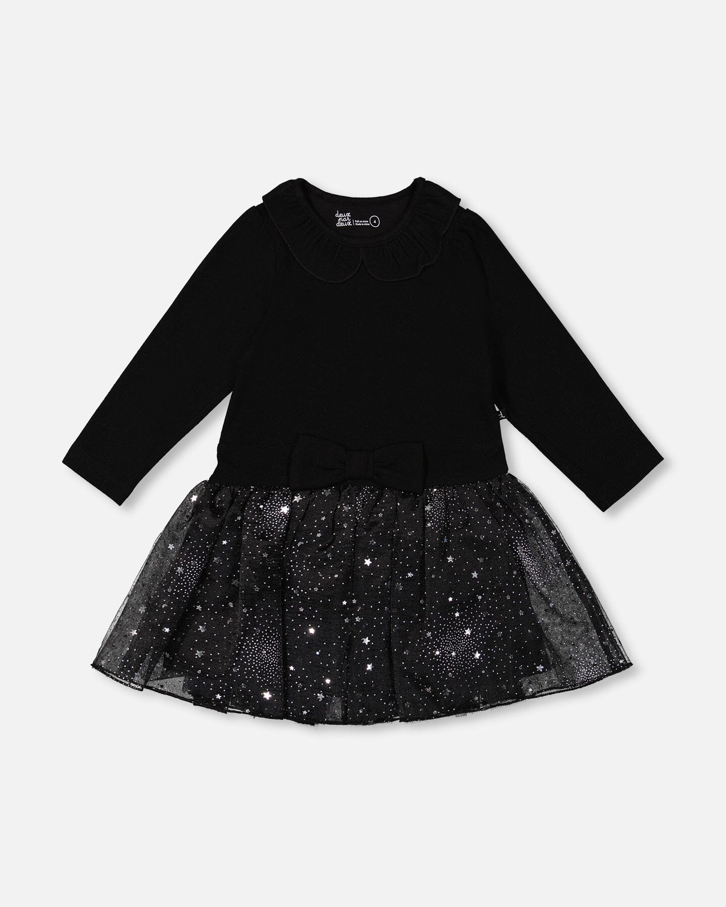 Bi-Material Dress With Glittering Skirt Black - Image 8