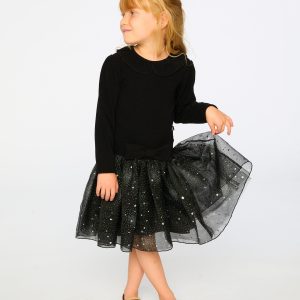 Alternative view of Bi-Material Dress With Glittering Skirt Black