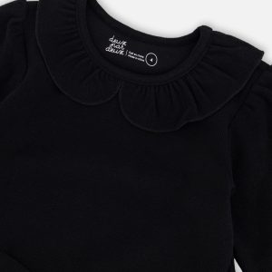 Bi-Material Dress With Glittering Skirt Black - Image 4