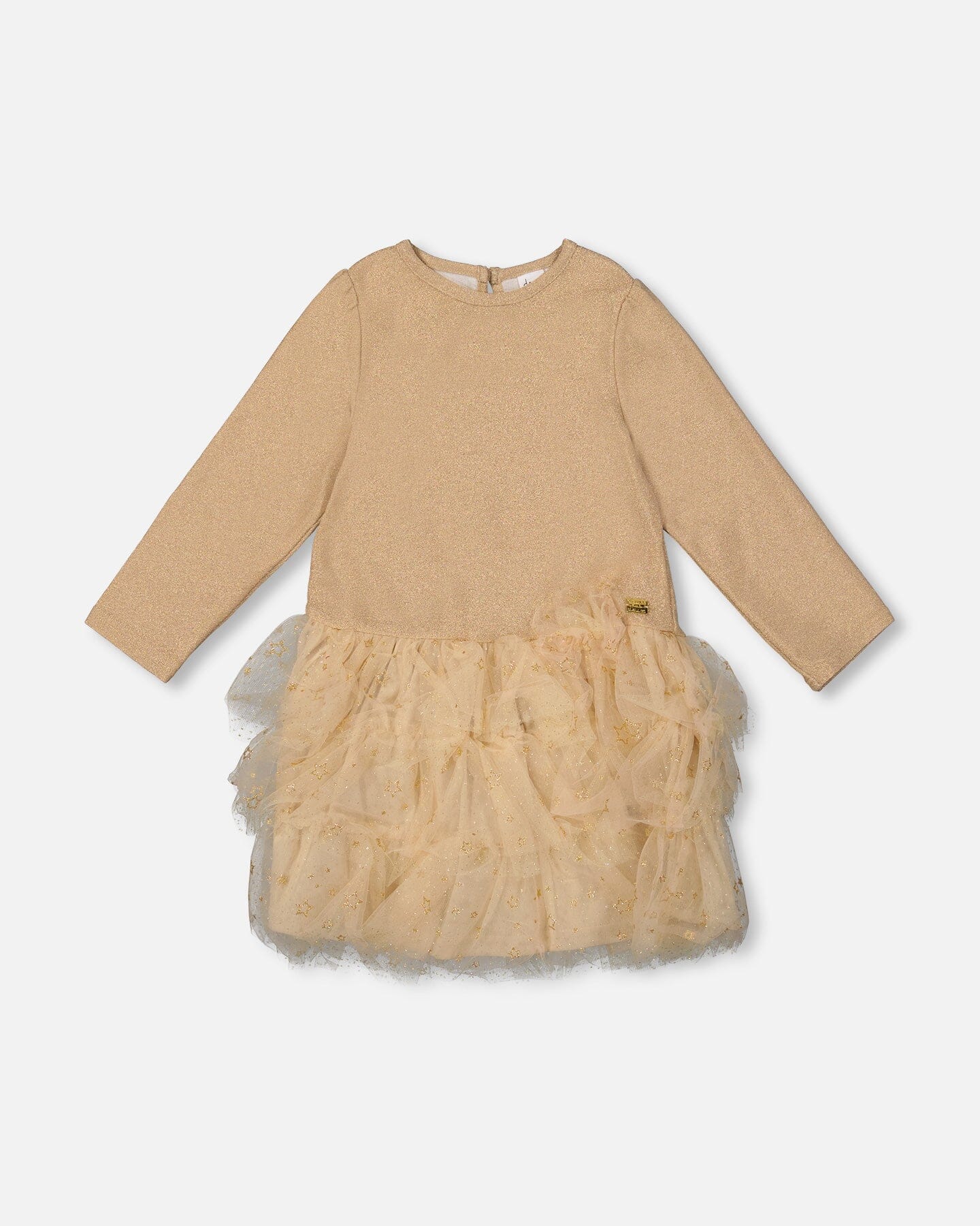 Glittering Mesh Skirt Party Dress Beige - Image 13