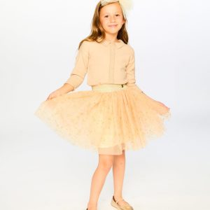 Glittering Mesh Skirt Party Dress Beige - Image 4