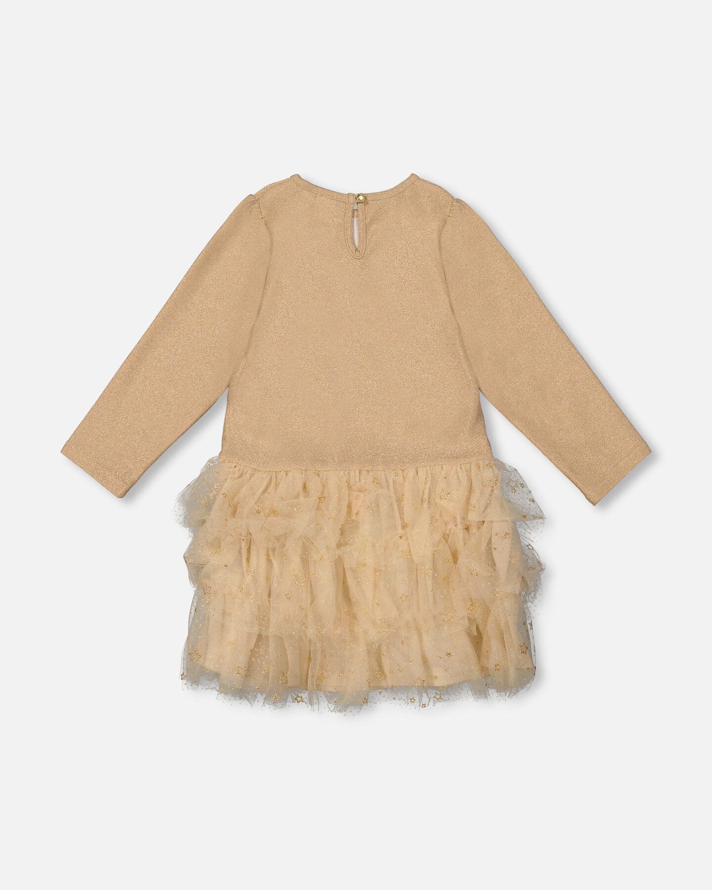 Glittering Mesh Skirt Party Dress Beige - Image 3