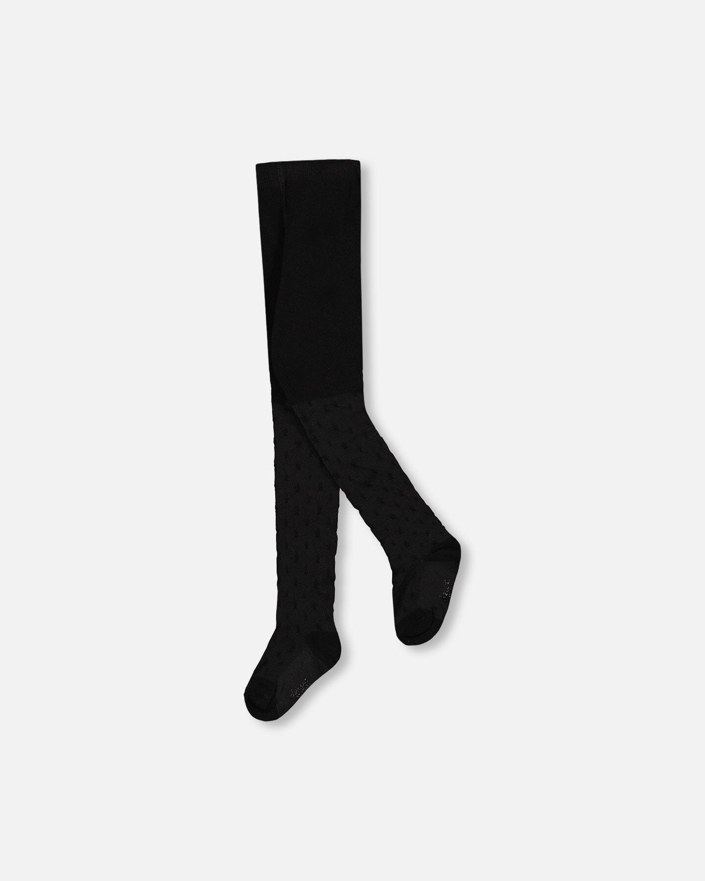 Knit Tights Black With Tone-On-Tone Star Pattern - Image 8