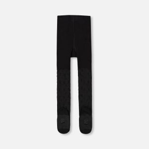 Knit Tights Black With Tone-On-Tone Star Pattern - Image 2