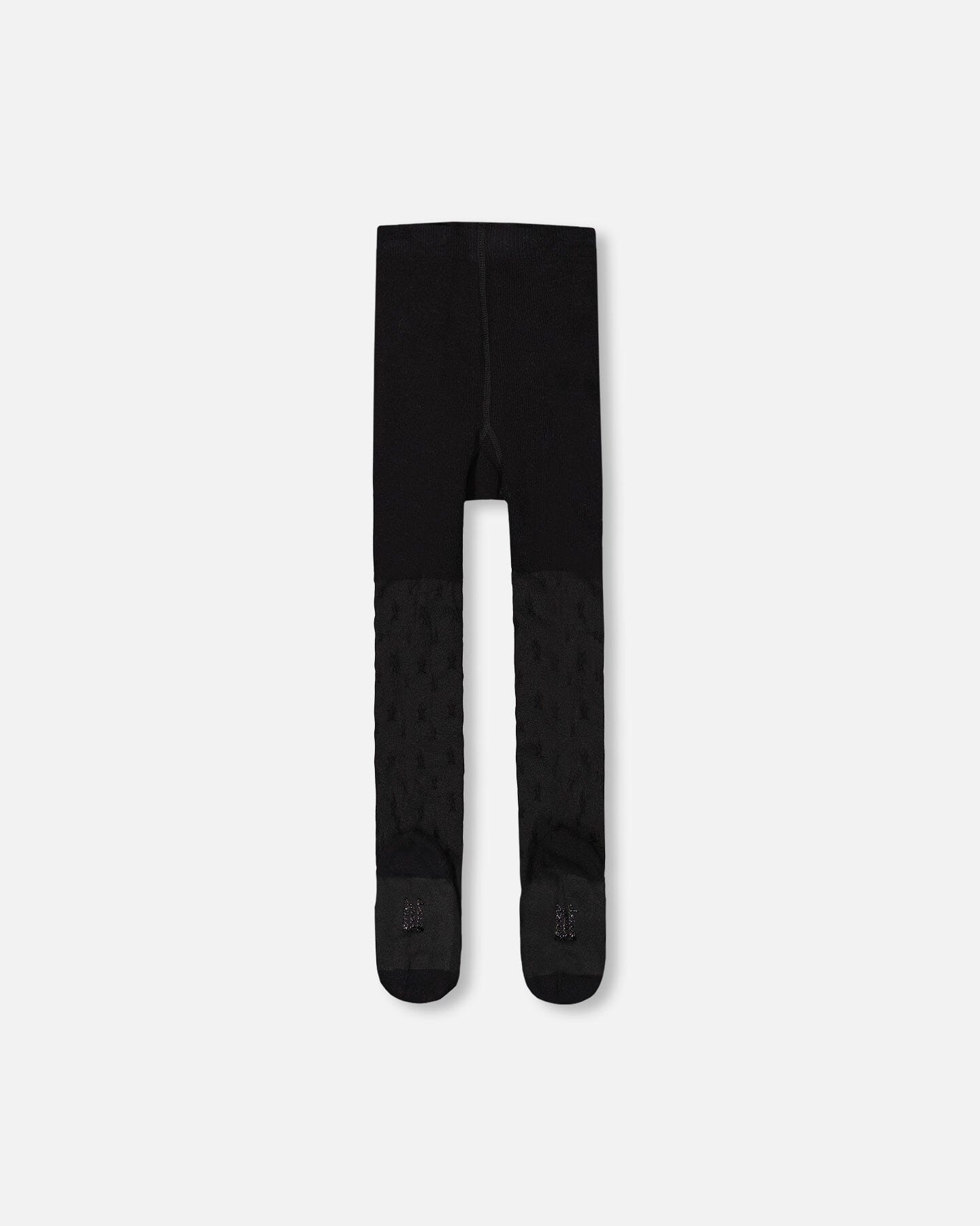 Knit Tights Black With Tone-On-Tone Star Pattern - Image 2