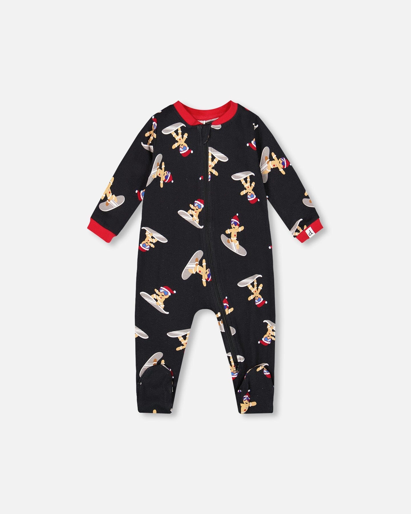 One-Piece Organic Cotton Pajama Black Cookie Print - Image 10