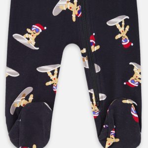 One-Piece Organic Cotton Pajama Black Cookie Print - Image 3