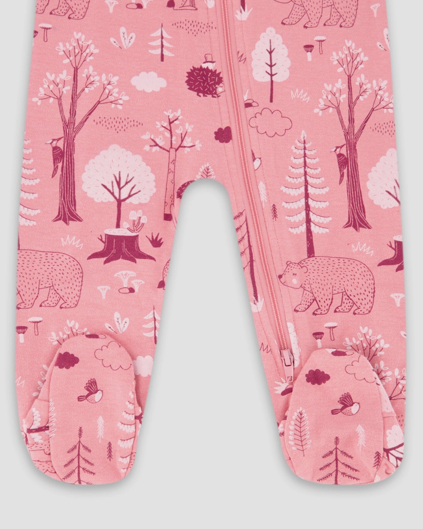 One-Piece Organic Cotton Pajama Pink Forest - Image 3