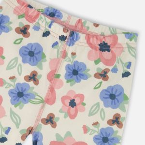 Organic Cotton Two-Piece Pajamas Off-White Flower Print - Image 5