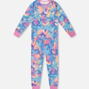 Organic Cotton Two-Piece Pajamas Rainbow Heart Print