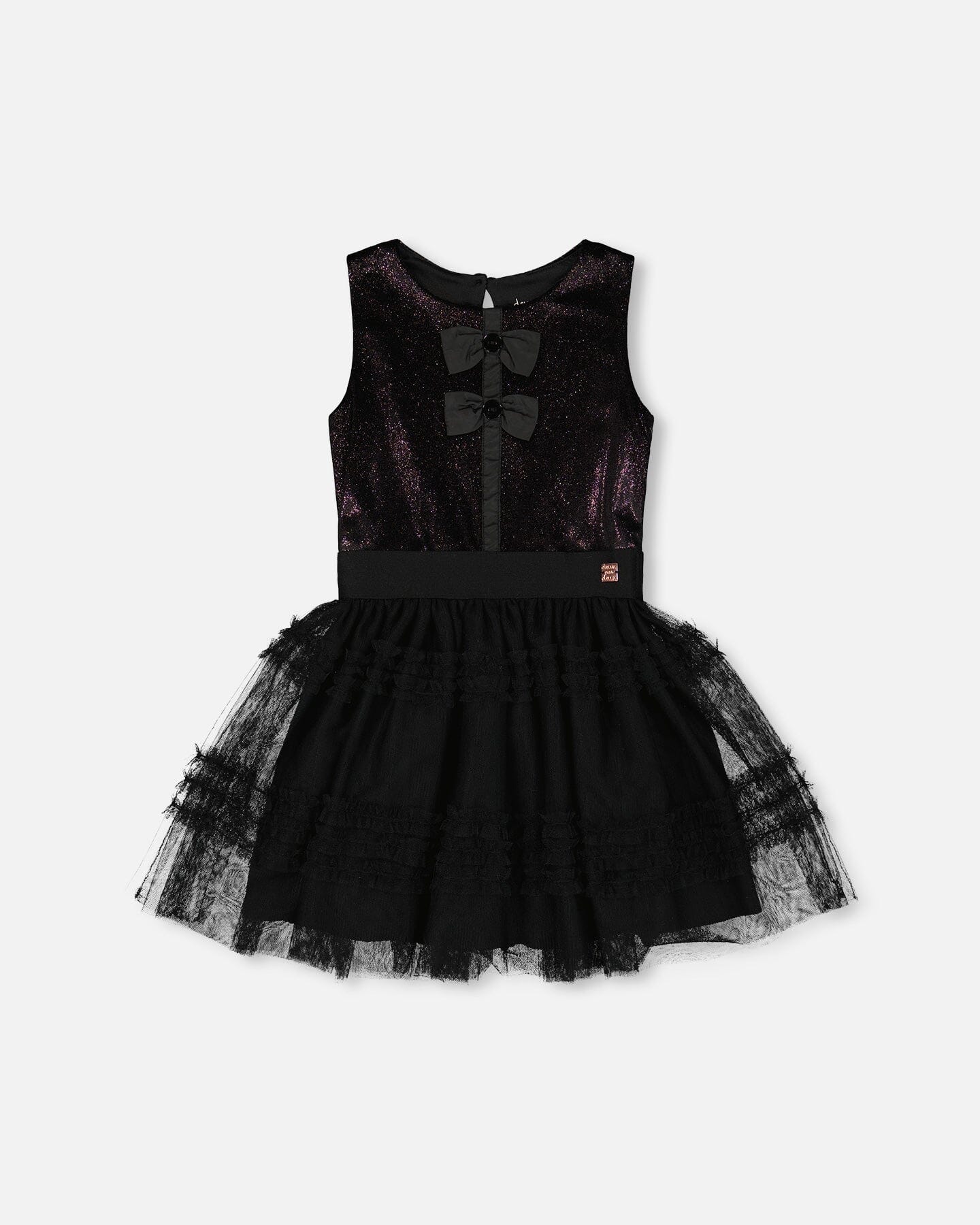 Sleeveless Bi-Material Velour And Mesh Dress Black - Image 6