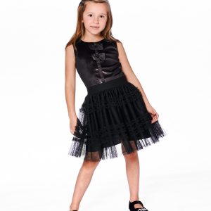 Sleeveless Bi-Material Velour And Mesh Dress Black - Image 3