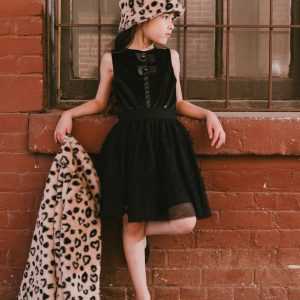Alternative view of Sleeveless Bi-Material Velour And Mesh Dress Black