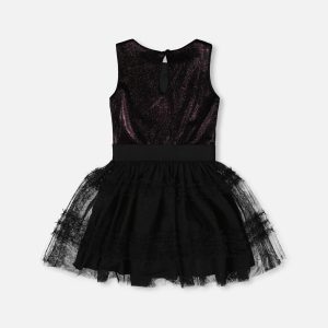 Sleeveless Bi-Material Velour And Mesh Dress Black - Image 4