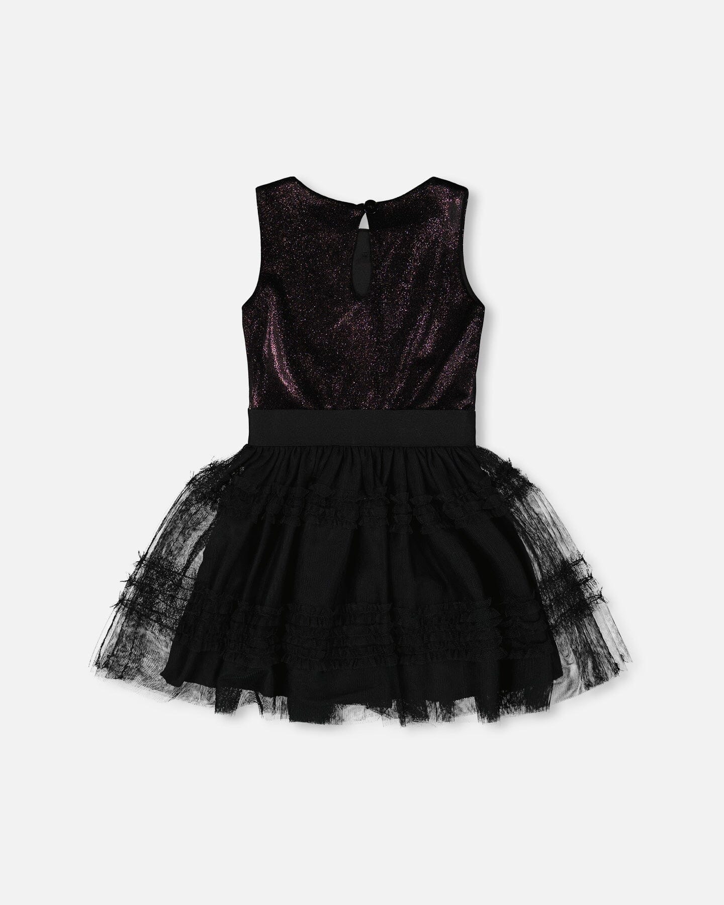 Sleeveless Bi-Material Velour And Mesh Dress Black - Image 4