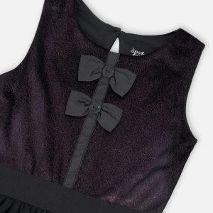 Sleeveless Bi-Material Velour And Mesh Dress Black - Image 5