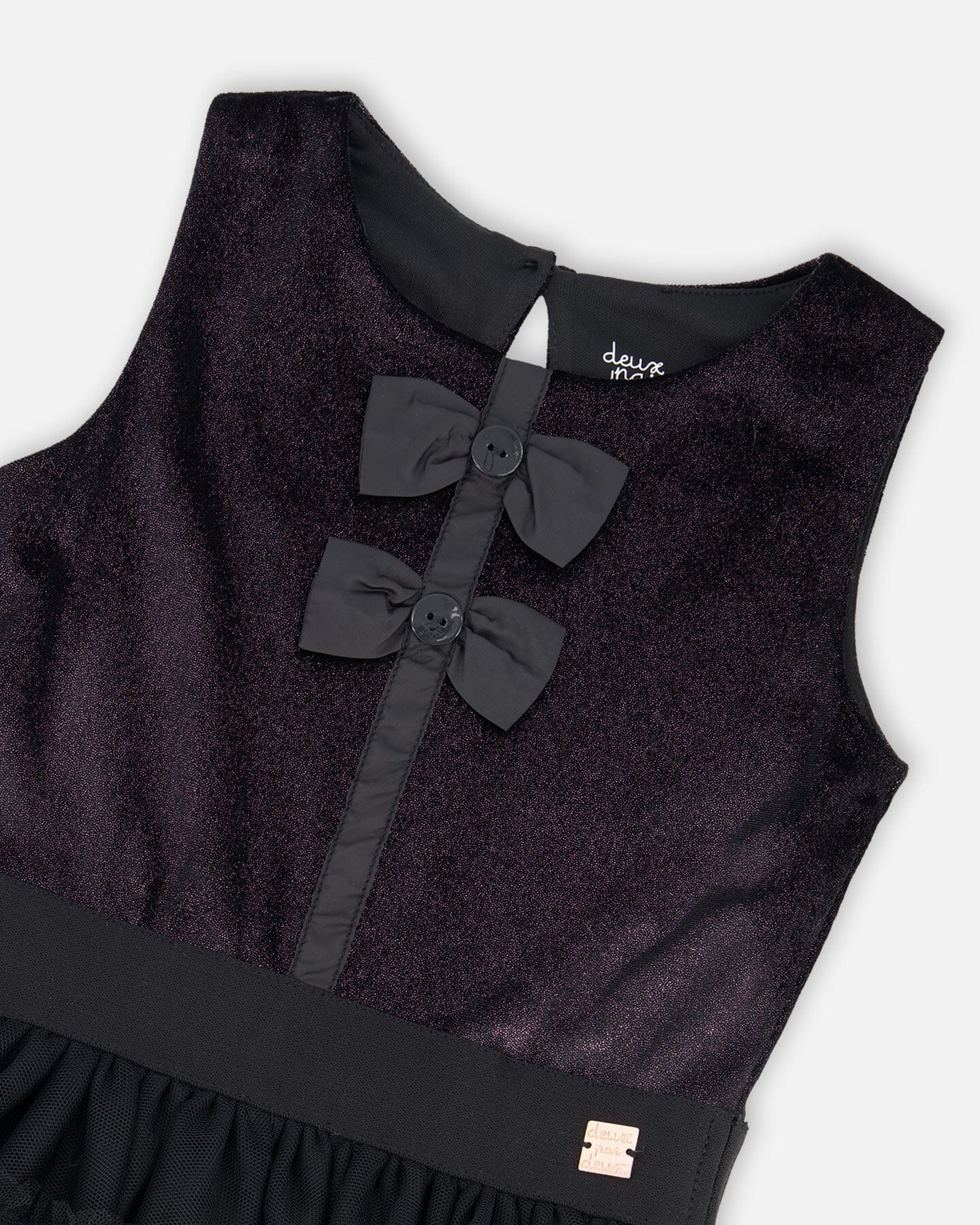 Sleeveless Bi-Material Velour And Mesh Dress Black - Image 5