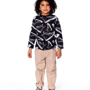 Long Sleeve Organic Cotton Allover Print Tee Black - Image 2