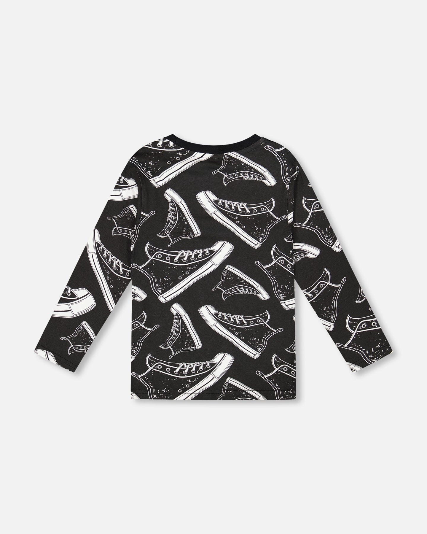 Long Sleeve Organic Cotton Allover Print Tee Black - Image 3