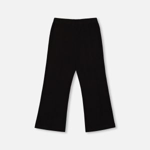 Ribbed Leggings Bootleg With Slit Black - Image 3