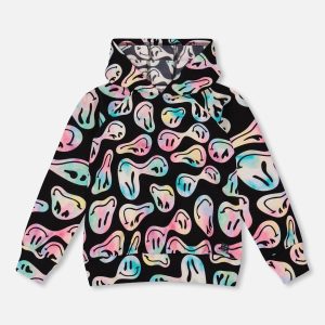 Pullover Fleece Hoodie Smiley Face Girl - Image 8