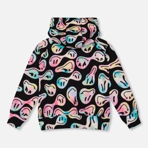 Pullover Fleece Hoodie Smiley Face Girl - Image 3