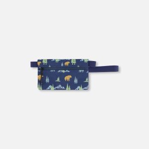 Double Pencil Case Navy Animal Print - Image 2