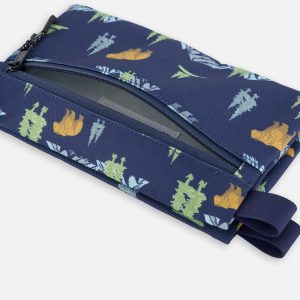 Double Pencil Case Navy Animal Print - Image 4