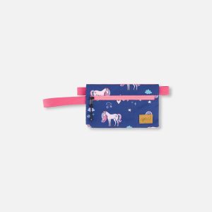 Double Pencil Case Navy Unicorn Print - Image 6
