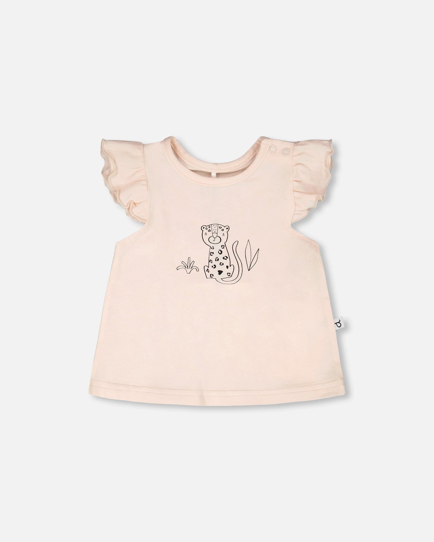 Organic Cotton Jersey Top And Short Set Peach And Peach Animal Print - Image 2