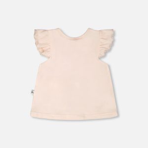 Organic Cotton Jersey Top And Short Set Peach And Peach Animal Print - Image 3