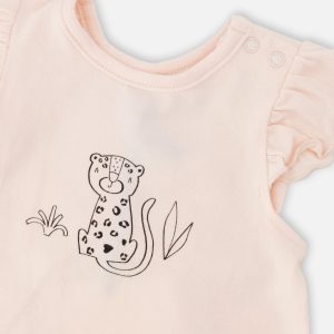Organic Cotton Jersey Top And Short Set Peach And Peach Animal Print - Image 4