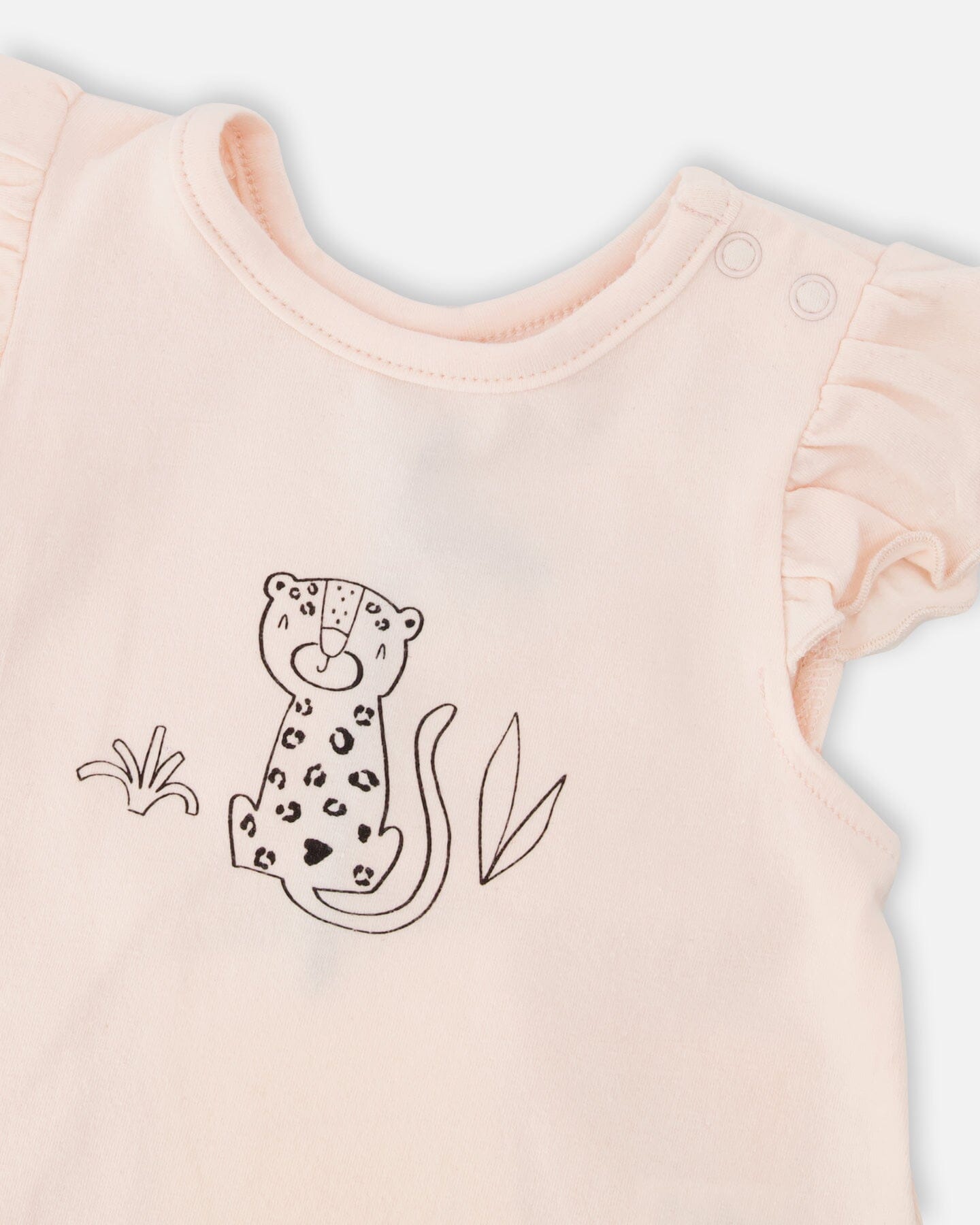 Organic Cotton Jersey Top And Short Set Peach And Peach Animal Print - Image 4