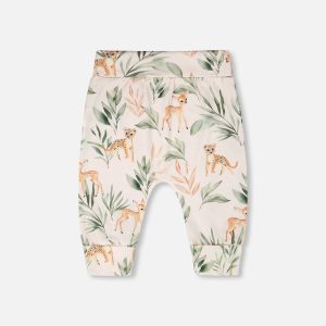 Organic Cotton Jersey Evolutive Pants Peach Deer Print - Image 2