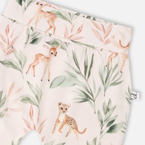 Organic Cotton Jersey Evolutive Pants Peach Deer Print - Image 3