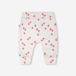 Cotton Jersey Evolutive Pants White Printed Strawberries - Image 2