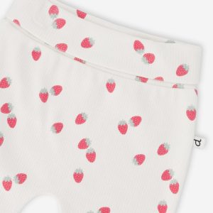 Cotton Jersey Evolutive Pants White Printed Strawberries - Image 3