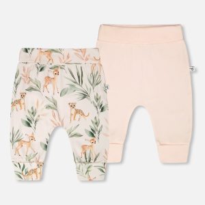 2 Pack Organic Cotton Jersey Evolutive Pants Peach And Peach Deer Print - Image 5