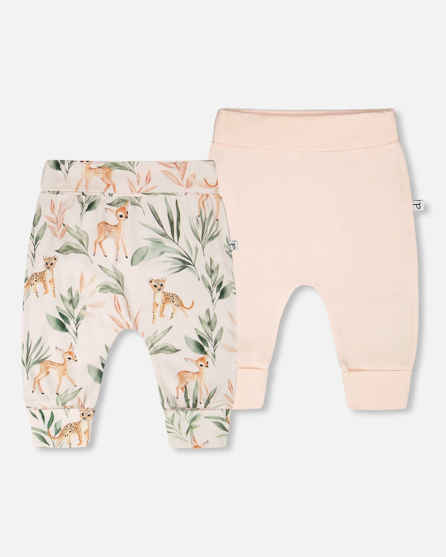 2 Pack Organic Cotton Jersey Evolutive Pants Peach And Peach Deer Print - Image 8
