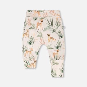 2 Pack Organic Cotton Jersey Evolutive Pants Peach And Peach Deer Print - Image 3
