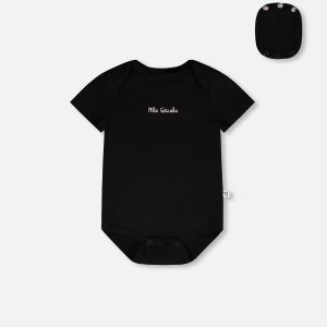 Evolutive Organic Cotton Jersey Onesie Black - Image 6
