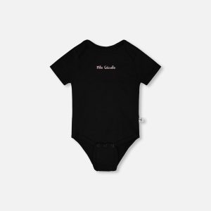 Evolutive Organic Cotton Jersey Onesie Black - Image 2