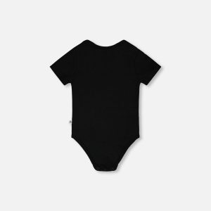 Evolutive Organic Cotton Jersey Onesie Black - Image 3