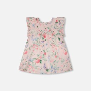 Cotton Muslin Dress And Bloomer Set Pink Printed Berries - Image 3