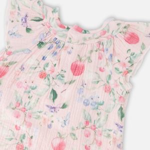 Cotton Muslin Dress And Bloomer Set Pink Printed Berries - Image 4
